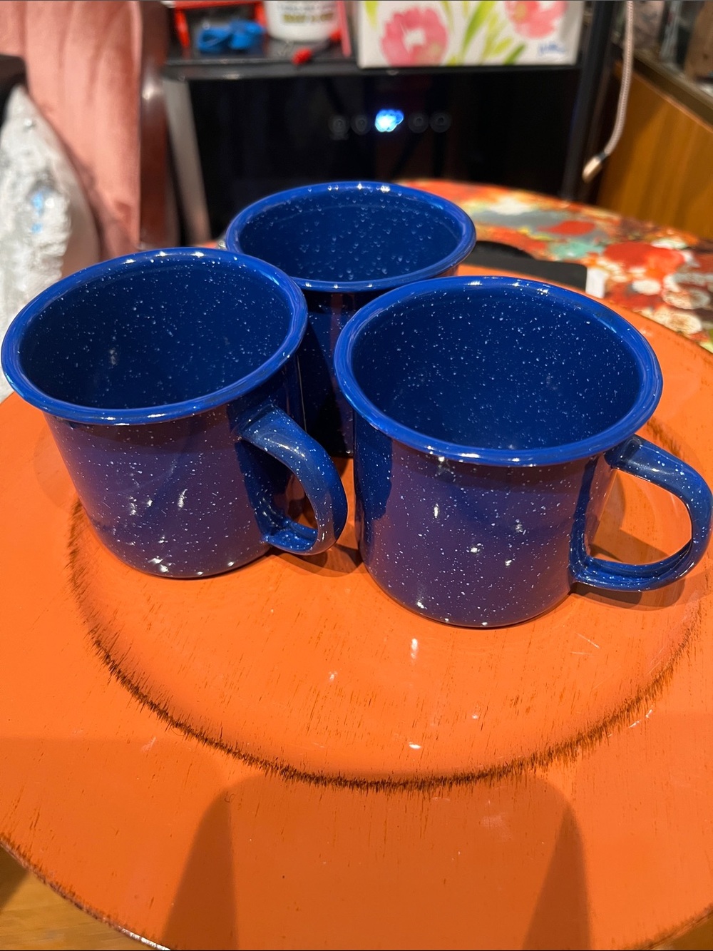 Coleman Blue Speckled Enamel Camping Mugs - Set of 3